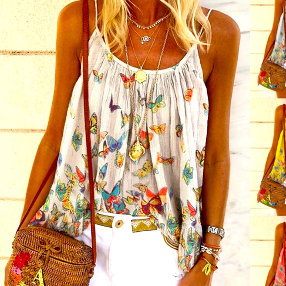 Butterfly print tank top
